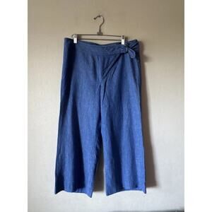 Elevenses Pants Womens Size 12 Wide Leg Linen Blend Crop Gaucho Anthropologie